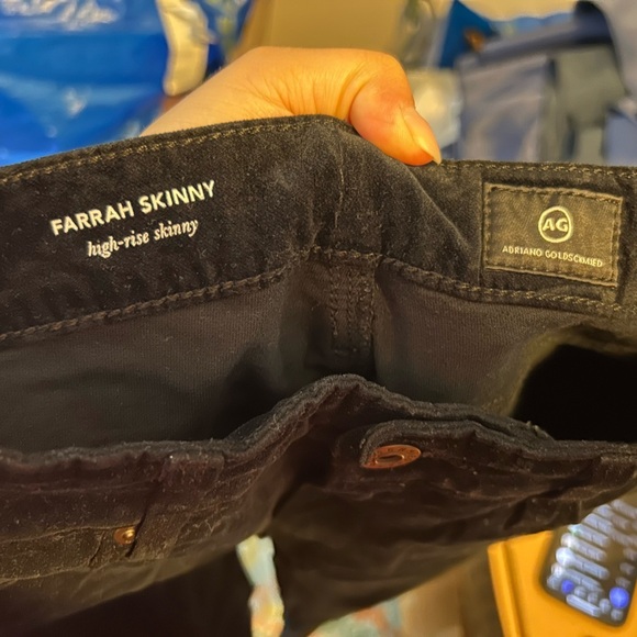 Ag Adriano Goldschmied Farrah High Rise Skinny Black Velour Pants - Picture 4 of 5